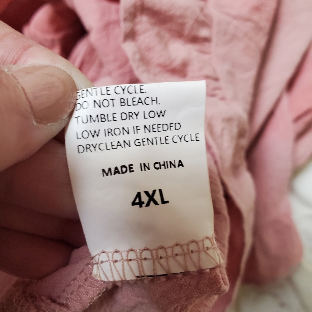 Over Dyed Tie Dye Pink Ruffle Top In Rose Quartz 4XL Fits 2X See Measurements - Picture 5 of 6